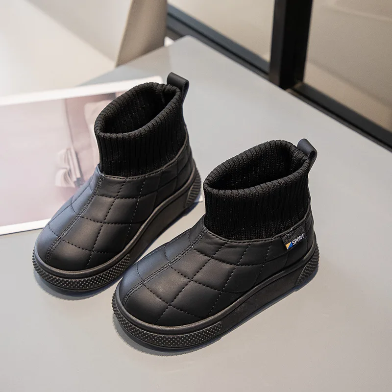 Stivali da neve Stivaletti Scarpe invernali resistenti all'acqua in pelle PU per ragazze Scarpe antiscivolo rosa beige calde Taglia 26-37