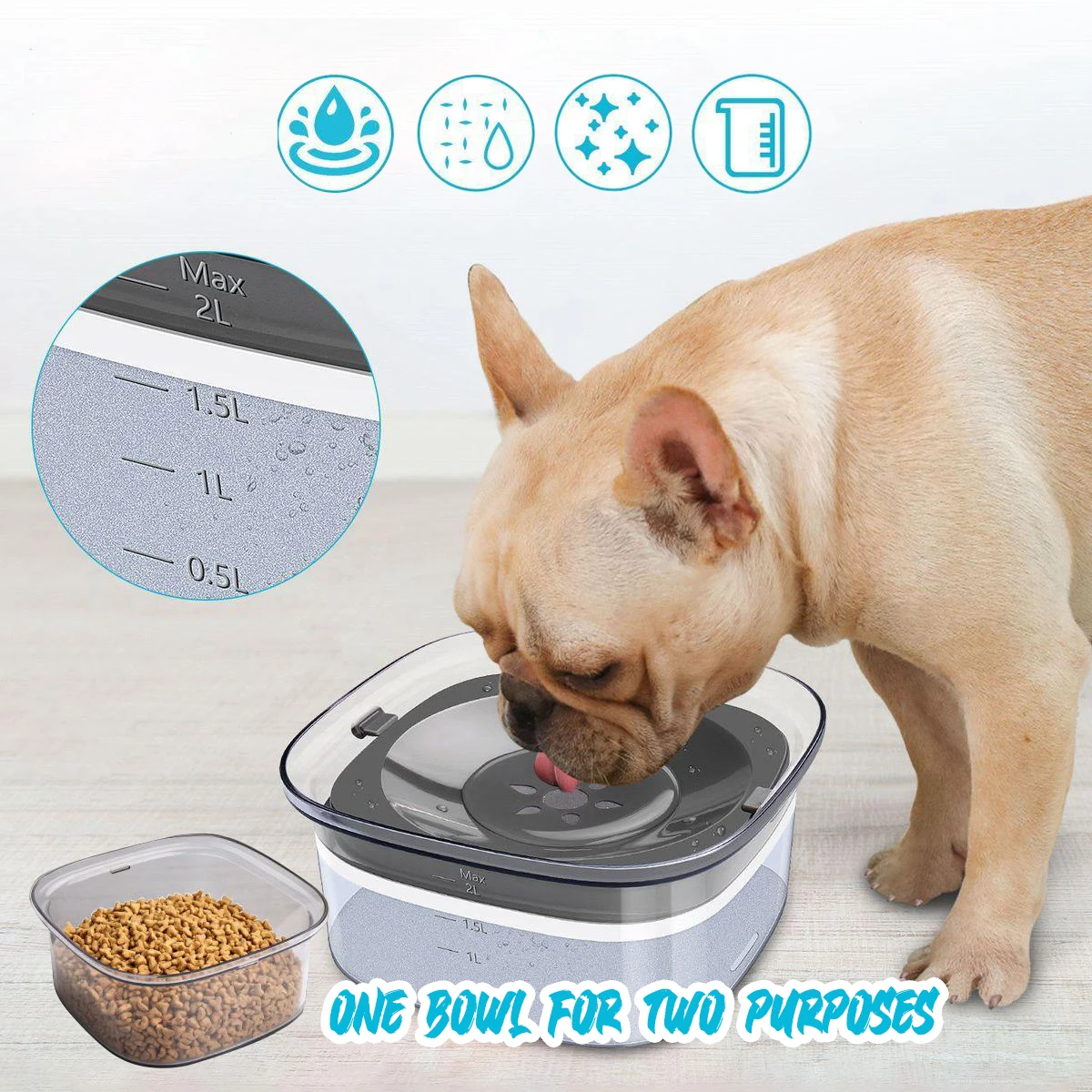 2L Dog Water Bowls Pet  Floating Drinking Bowls Cat Anti Wet Mouth Anti Splash Large Capacity Drinker For Small Midium Large Dog