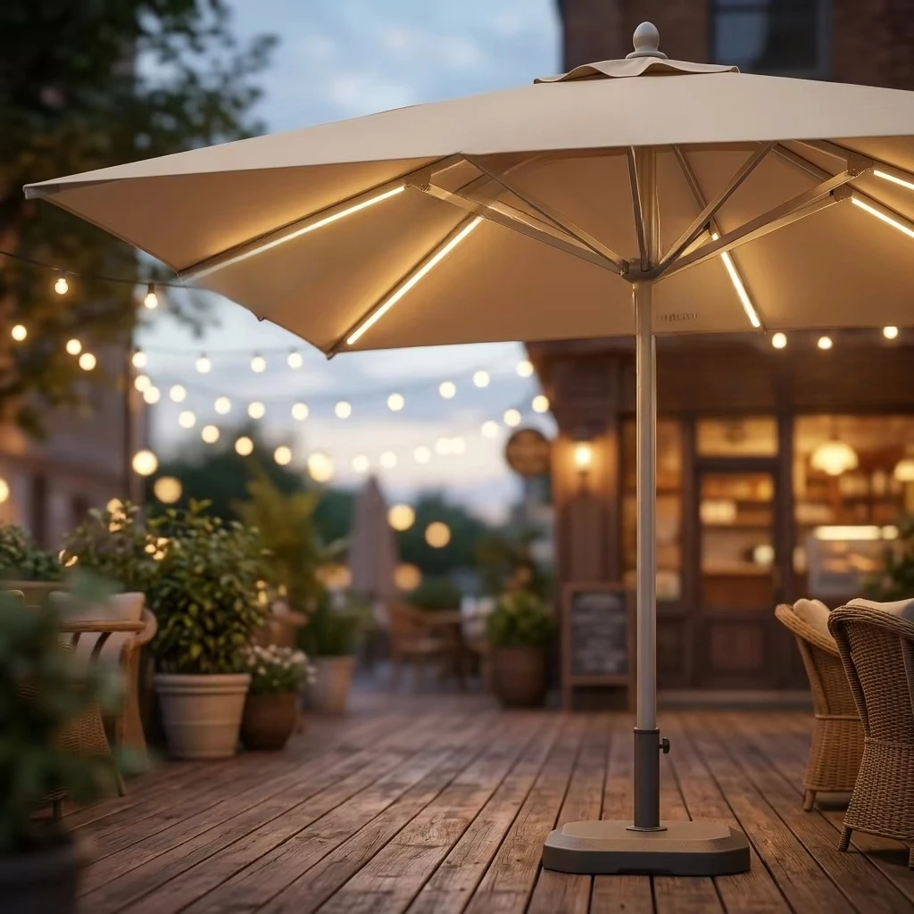 AL Pole Light Bead Decor Parasol Valance Trim Waterproof Fabric Easy Set up for Cafe Coffee Shop Terrace Decoration Shade
