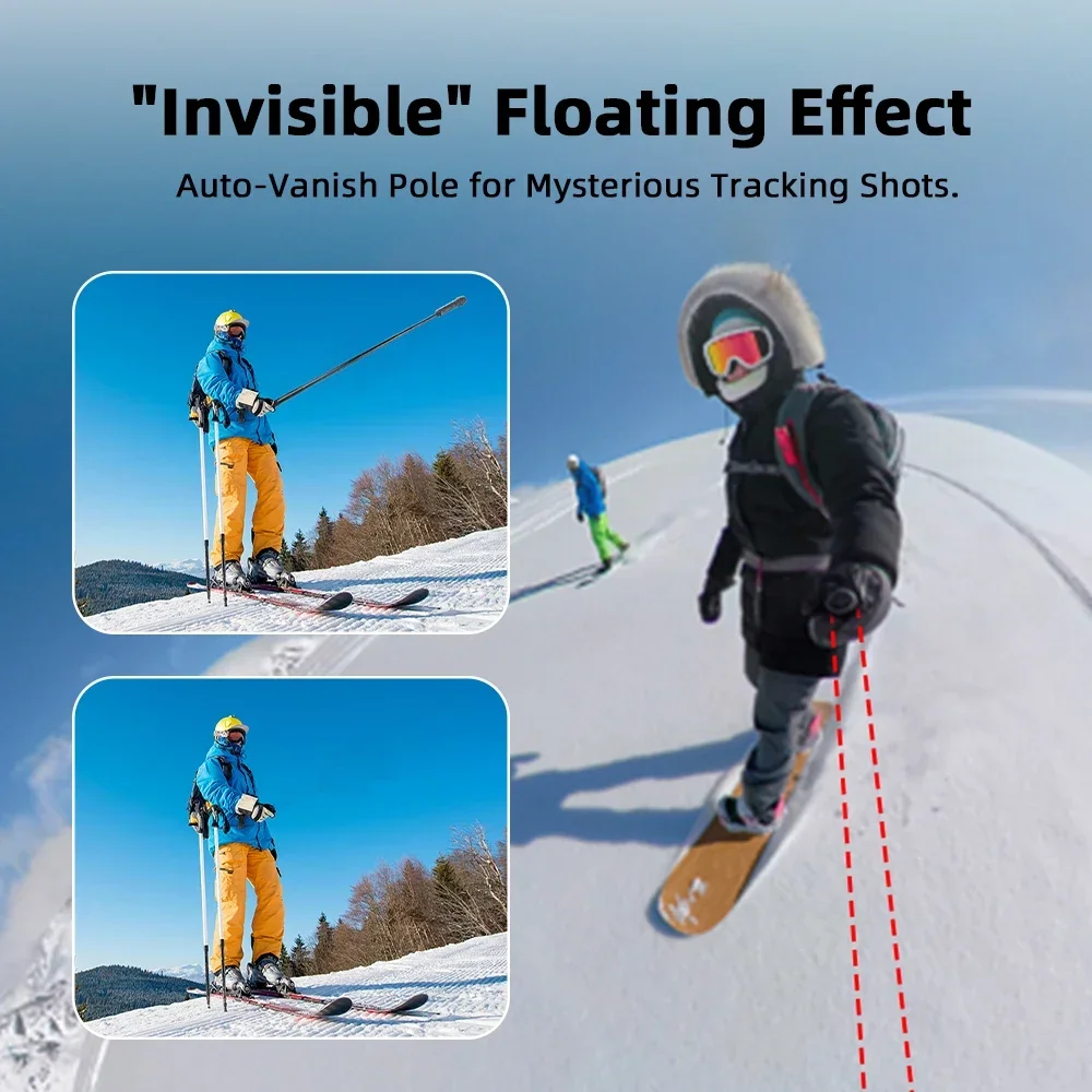 Невидимая палка для селфи Flymile для DJI Osmo 360/Insta360 X5, аксессуары, регулируемый удлинитель 51,18 дюйма, ручка Vlgo