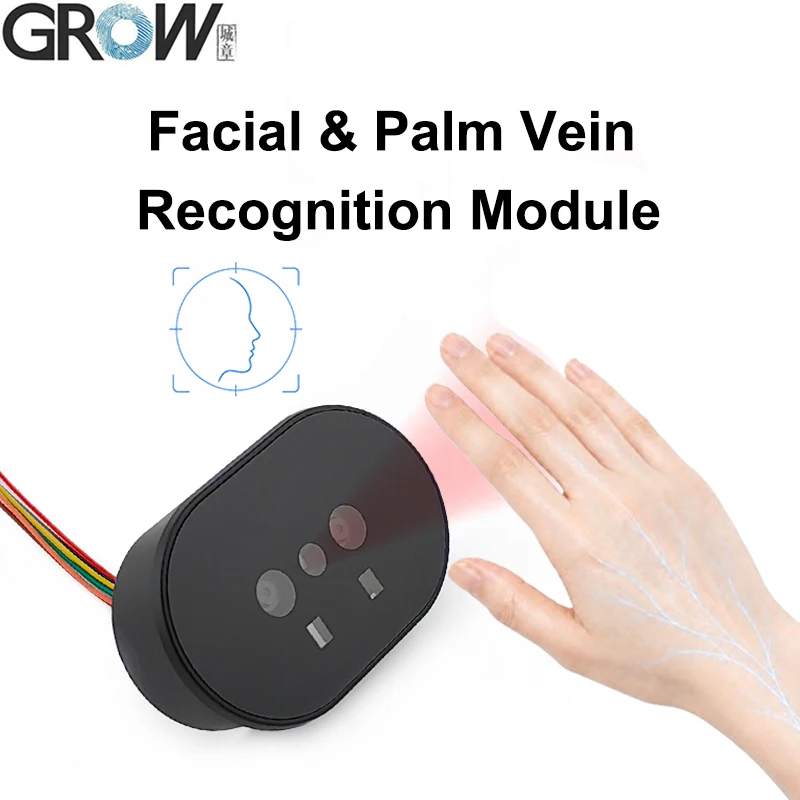 GROW FP008 Double Lens DC4.5-15V Facial Palm Vein Recognition Module USB/UART Infrared Detection 500 Face Capacity For Arduino