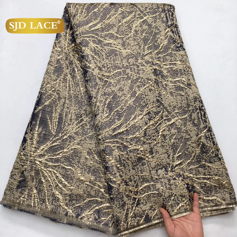 SJD African Brocade Lace Colorful Damask Dress 2025 Latest French Gilded Lace Fabric Lace Jacquard Tissue For Wedding Party 3884