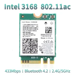 Tarjeta de red inalámbrica Intel 600, receptor Wifi, 4,2 Mbps, Bluetooth 3168, 3168NGW, NGFF, M.2, 802.11ac