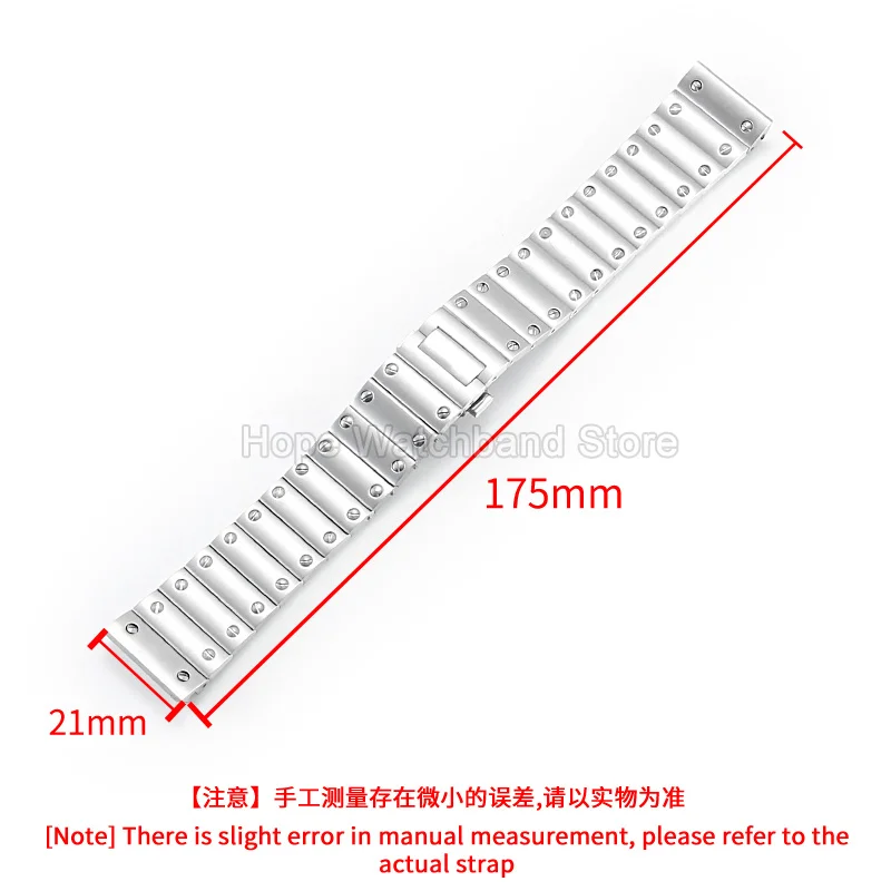 21mm Wear-Resistant Durable Premium Stainless Steel Watchband for Cartier Santos WSSA0009 WSSA0010 WSSA0063 WSSA0061 Bracelet