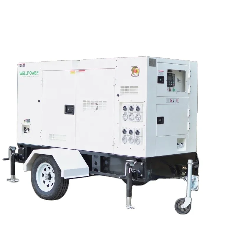 Nowy zestaw generatora diesla typu przyczepa 50 kva z silnikiem Cummins 4BT3.9-G2 Genset ChimePower Zestaw generatora 50 kva z przyczepą