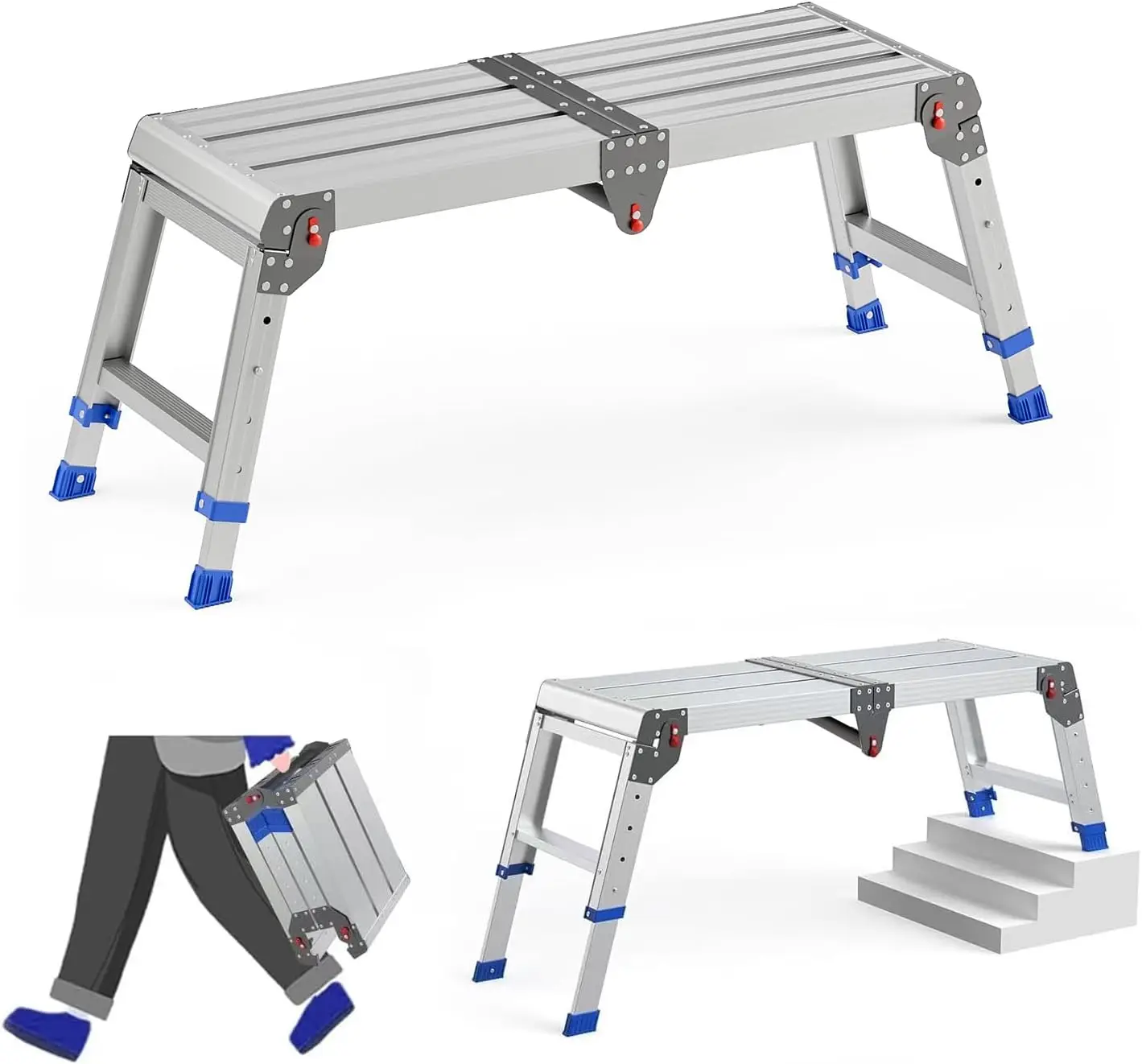 

Регулируемая алюминиевая складная стремянка, легкая портативная рабочая платформа с грузоподъемностью 227 кг для использования внутри и вне помещений