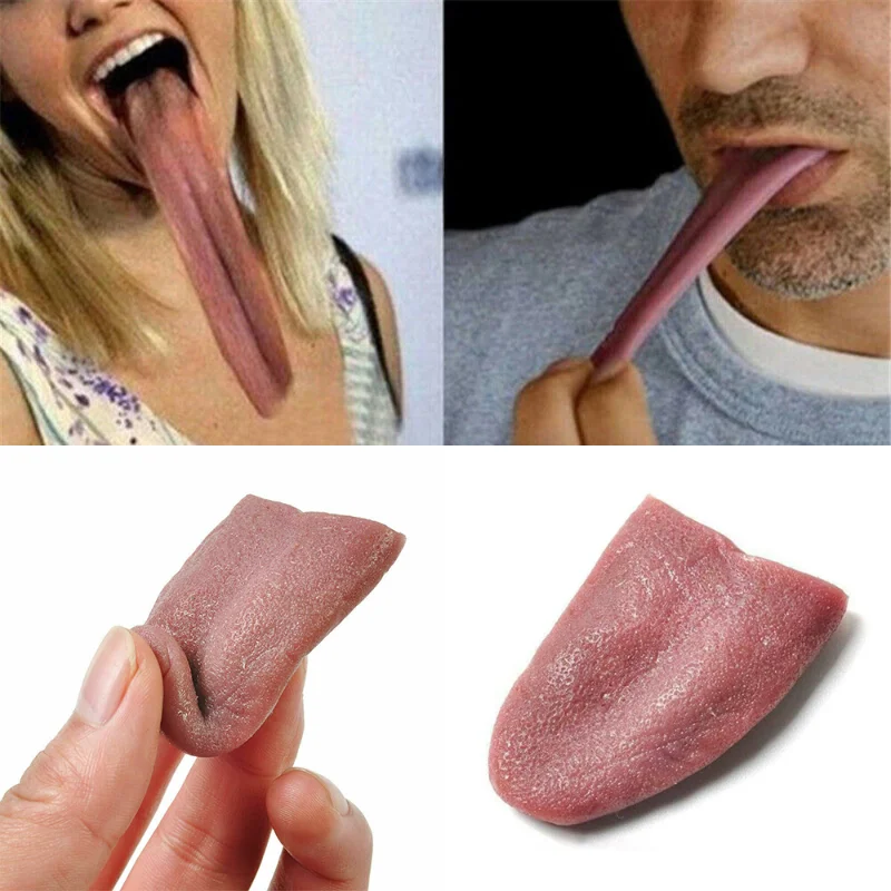 Realistic Fake Tongue Prank Steel Needle Tongue Piercing Magician Props Halloween Fool Day Trickery Toys Fake Simulation Magic