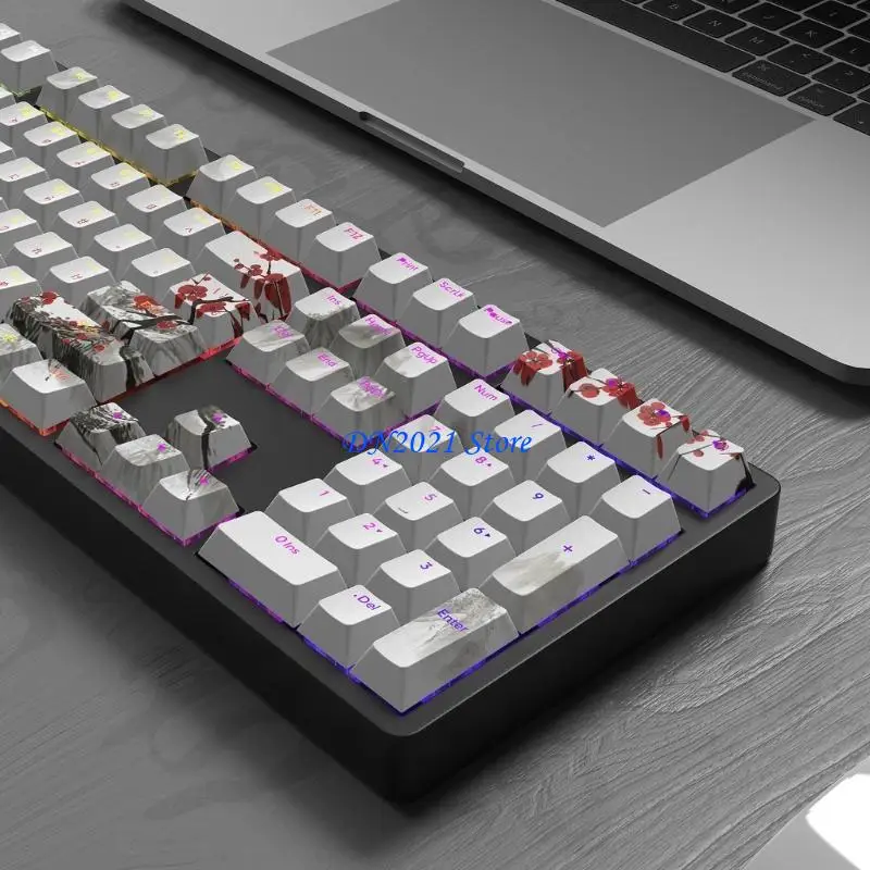 

F3KE Keycaps Plum Blossom Keycaps 108-ключ OEM PBT Dyesublimation Российский корейский японский английский для механической