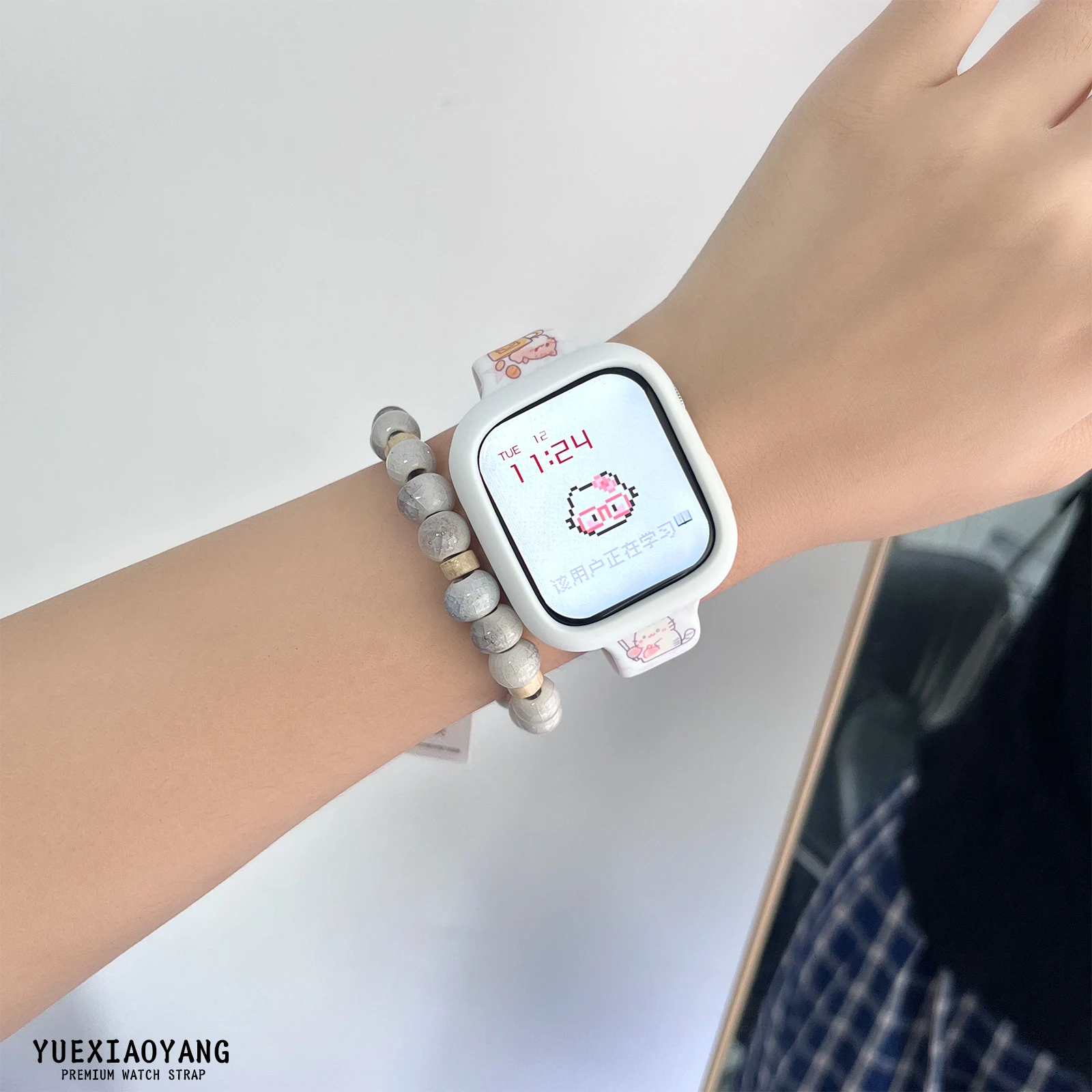 Cute Cup Cat Strap for Apple Watch 10 9 8 7 SE Silicone Band Replaceable Bracelet for iWatch 46mm 44mm 42mm 41mm Watchband