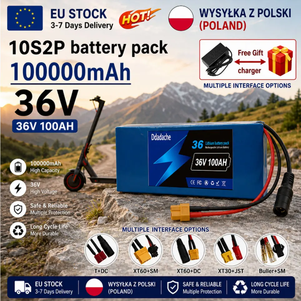 36V 100000mAh 36V Elektroroller-Akku Lithium-Elektroroller 500W Elektroroller-Akku 36V 10s2p Akku