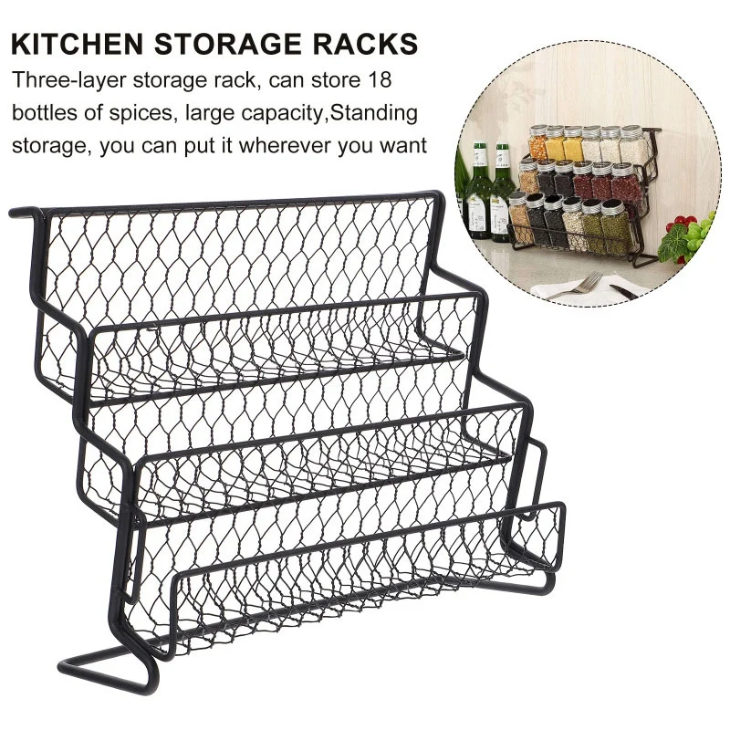 1Pc Desktop Storage Rack Spice Racks Stepped Structure Stand Storage Basket