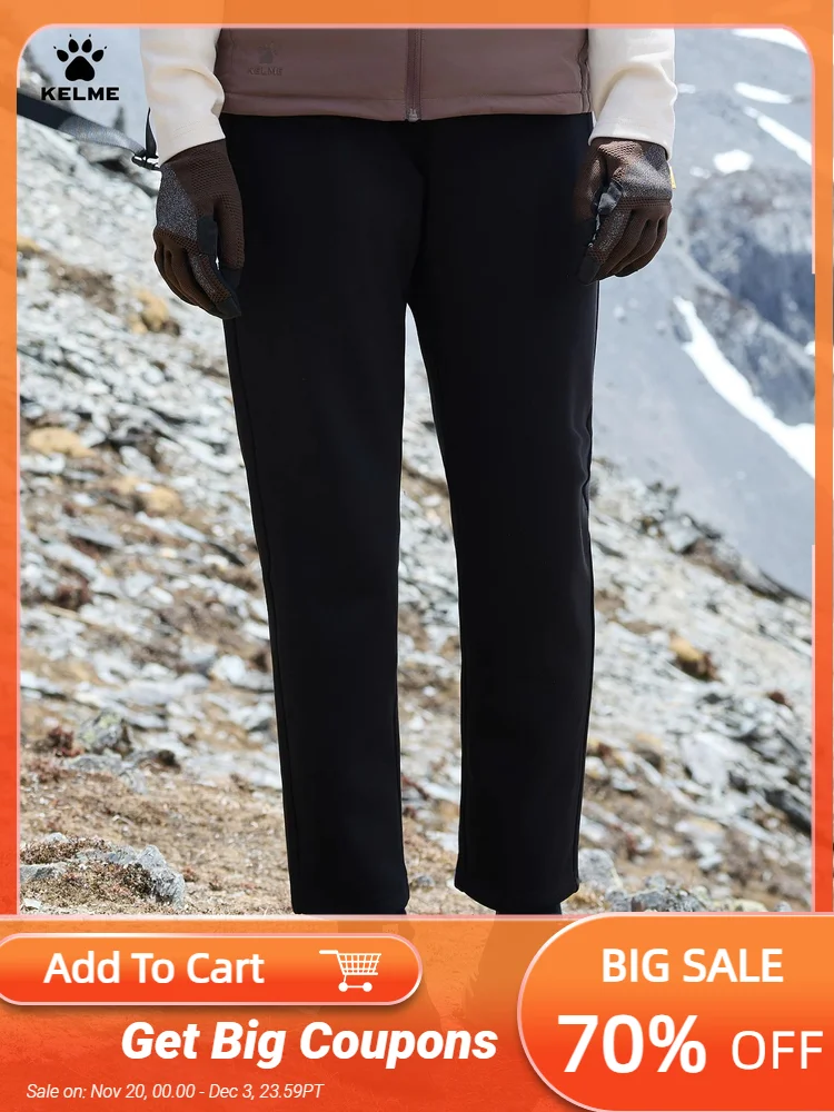 

Kelme Fleece-lined Straight-leg Pants Winter Thickened Thermal Underwear Pants Outdoor Windproof Running Pants