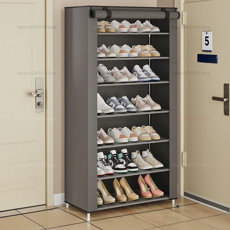 رف أحذية متعدد الطبقات موفر للمساحة للمنزل والمسكن، متين ومقاوم للغبار، سهل التركيب، خزانة تخزين أحذية متعددة الاستخدامات