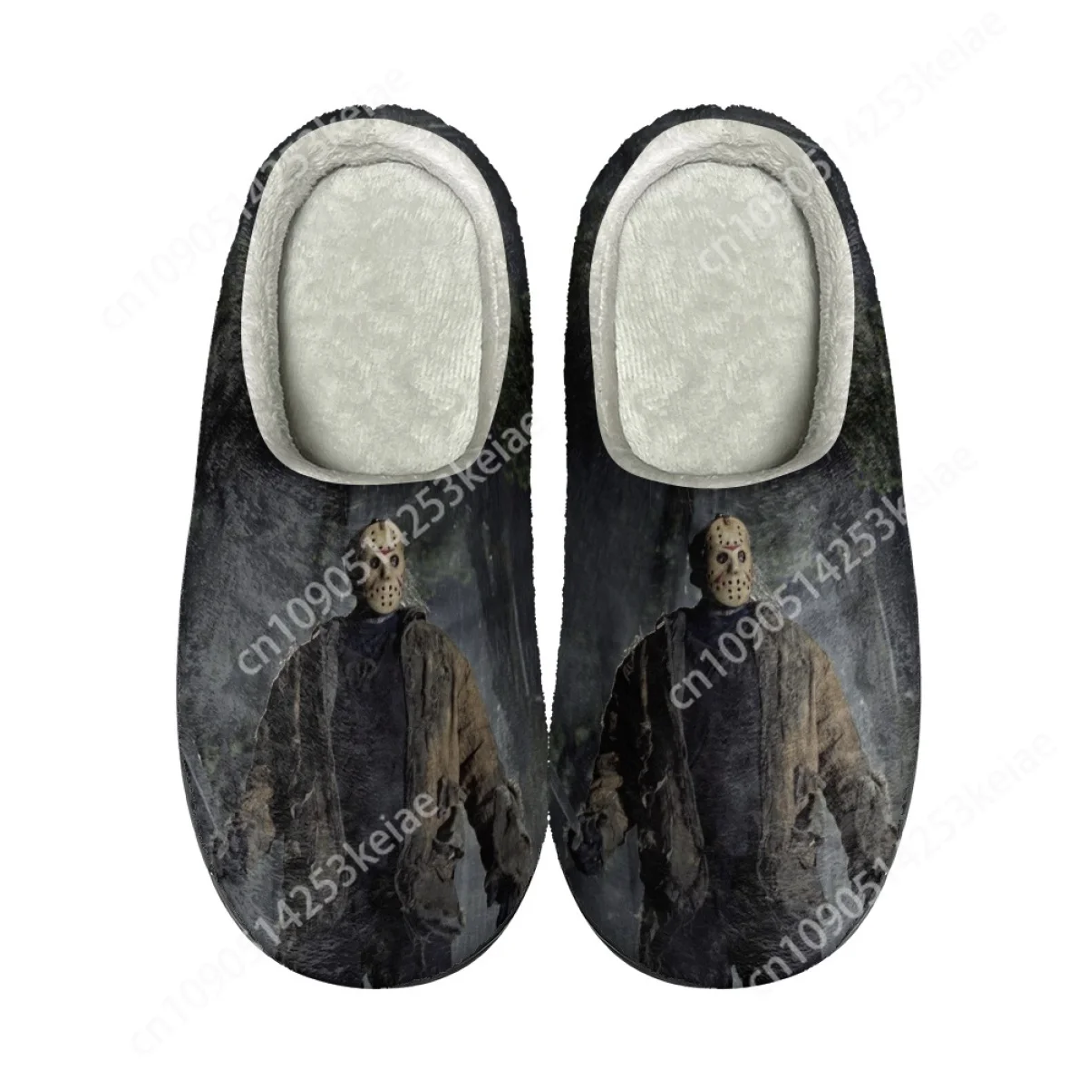 Custom Women Indoor Slippers Warm Home Slipper Horror Movie Jason Men House Flat Closed Toe Slides Bedroom Halloween Shoes