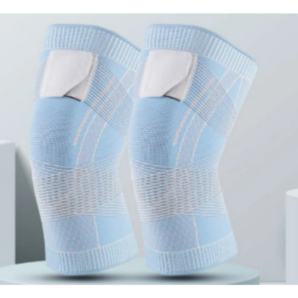 

1 pair of compression knee support sleeve protector elastic knee support bracket spring support volleyball running silicone pad