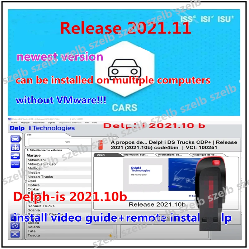 2024 Hot! for ds-150e software Auto com 2021.11+Delphis 2021.10b with keygen support 2021 year model for cars trucks +video