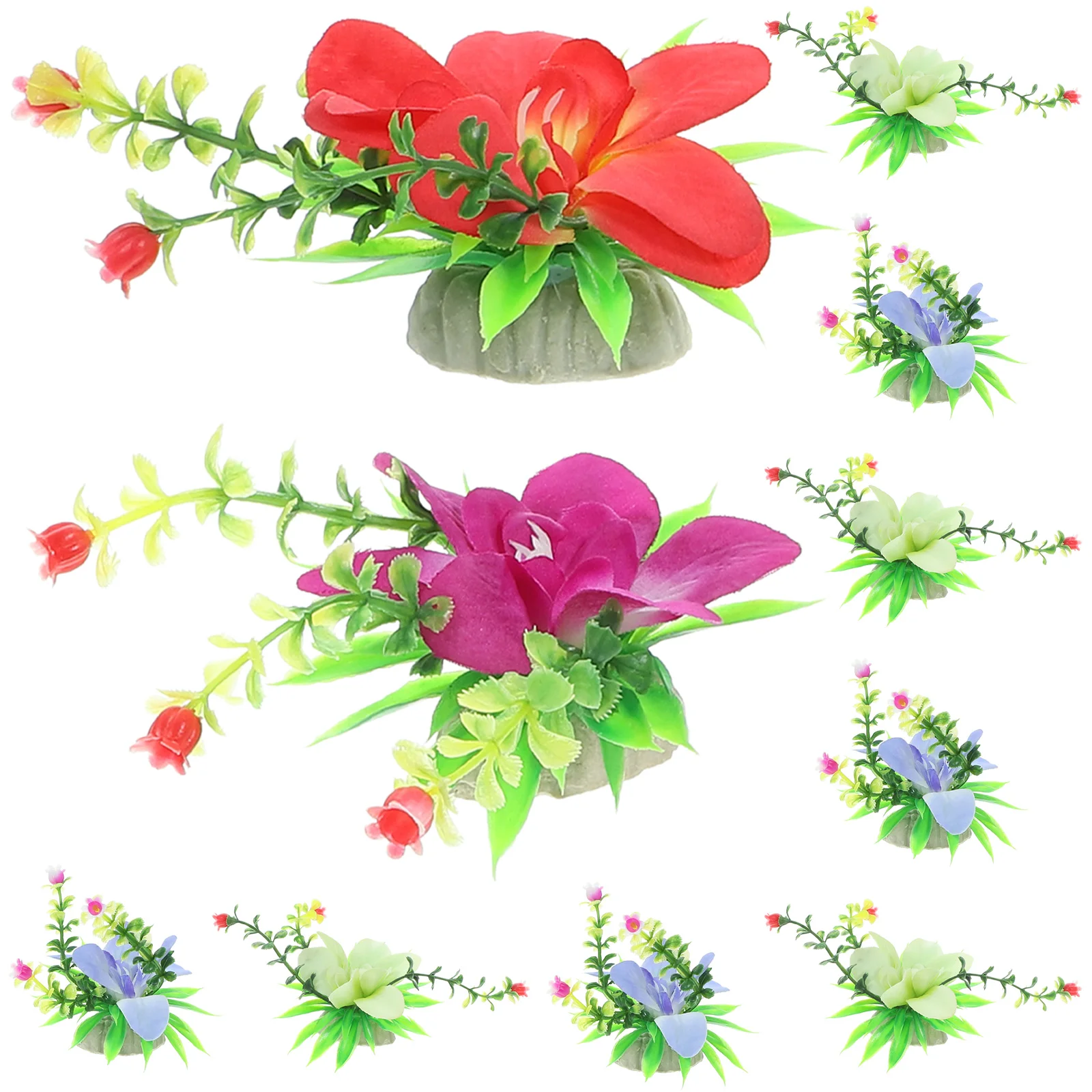

10pcs Sushi Sashimi Plate Decor Pvc Artificial Flower Plants For Hotel Restaurant Bar Dish Ornament Sushi Serving Accessories