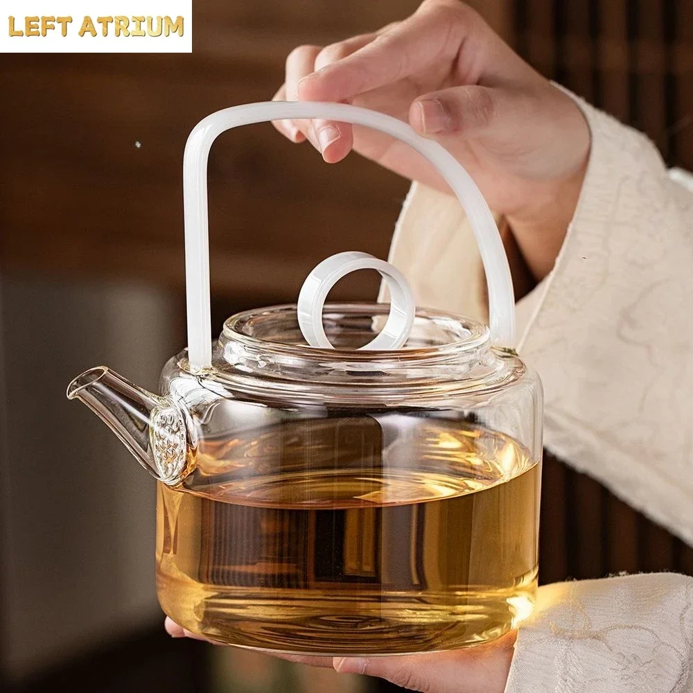 2026 New Glass Teapot Kettle with Electric Ceramic Stove, Home Tea Set Tea Cooker