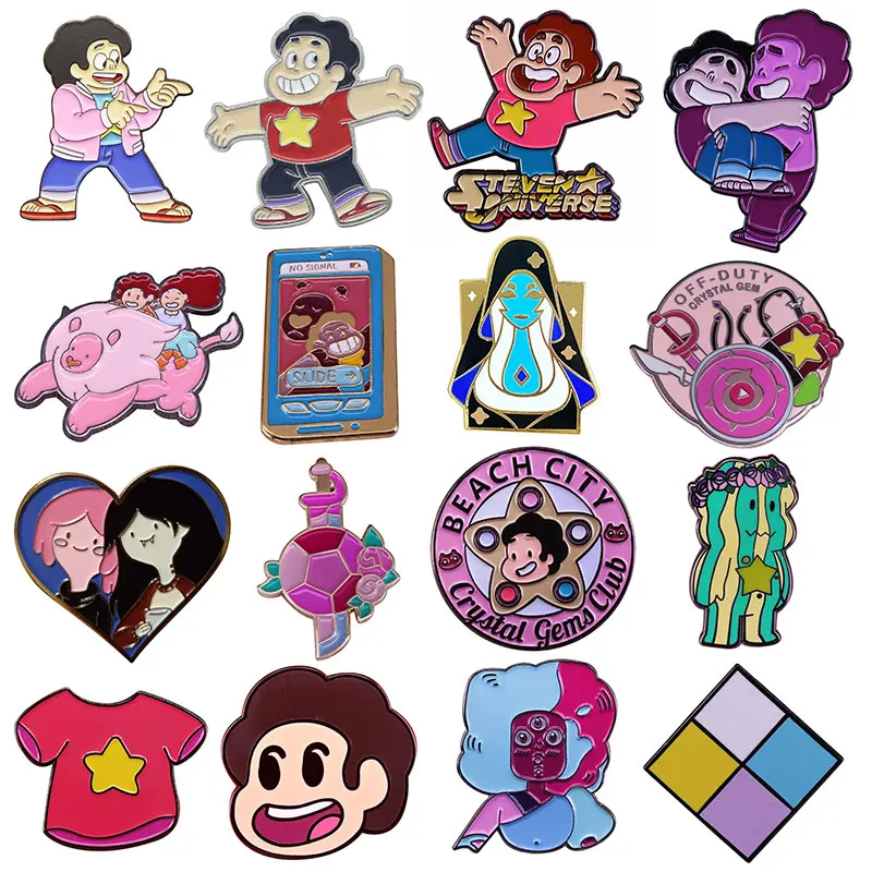 Steven Universe Enamel Pin Cute Cartoon Brooch Shield Badge Adventure Anime Jewelry Gifts Accessory