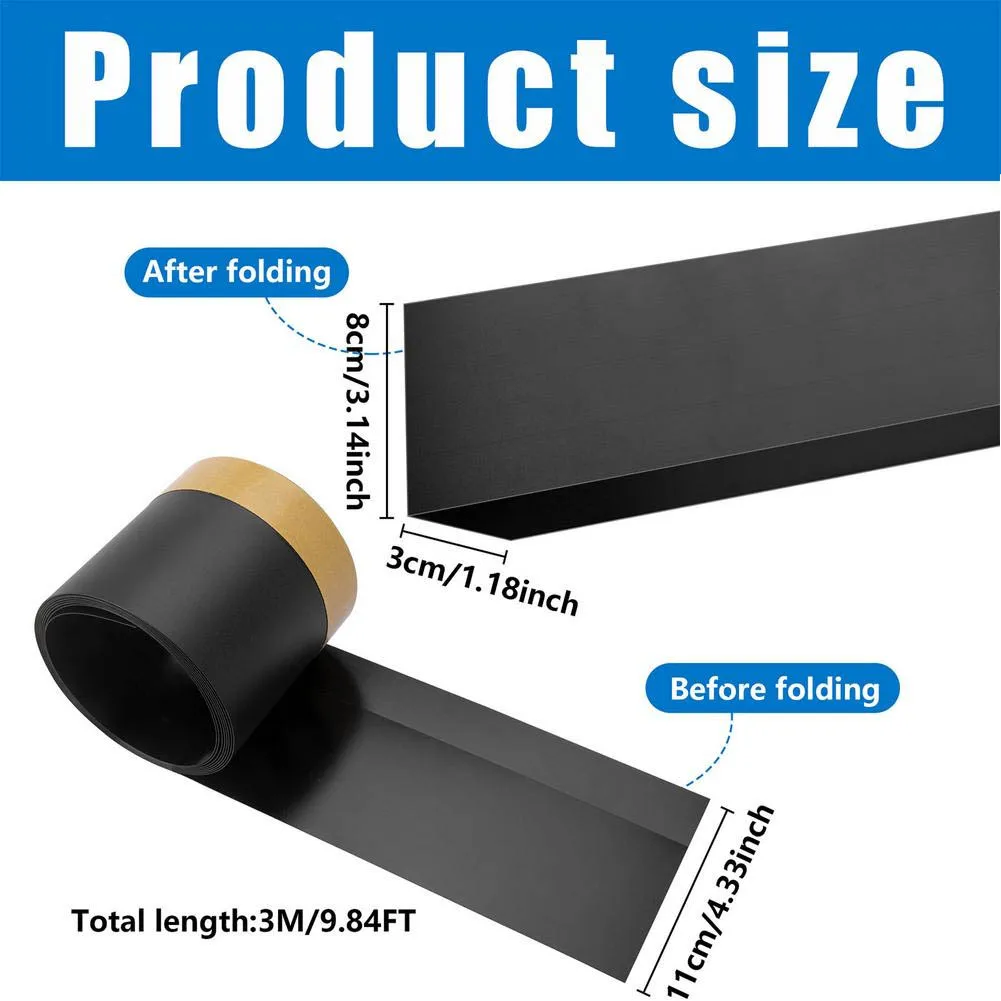 PVC Bafflestrips for Sofa Gap Coverage 300cm Length Flexible Toy Blocker Floor Edge Guard Strong Adhesion Black Clear