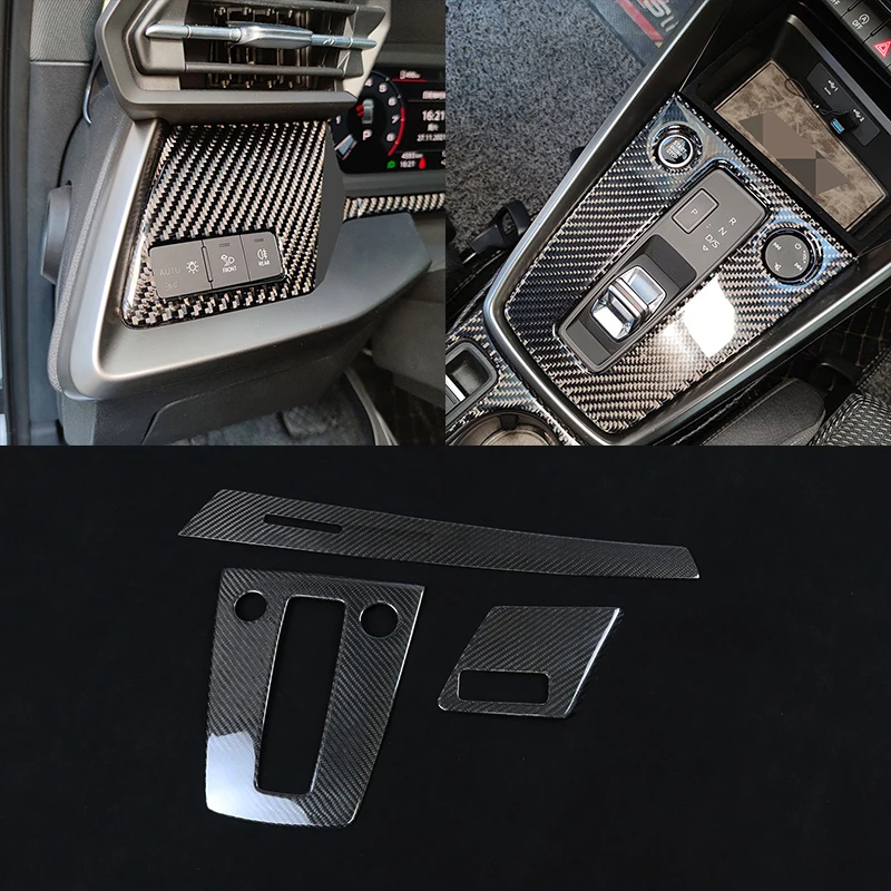 Dry Carbon Fiber Gear Position Panel Decoration Sticker Protects The Central Control Gear Frame For Audi S3 RS3 A3 8Y 2021-2022