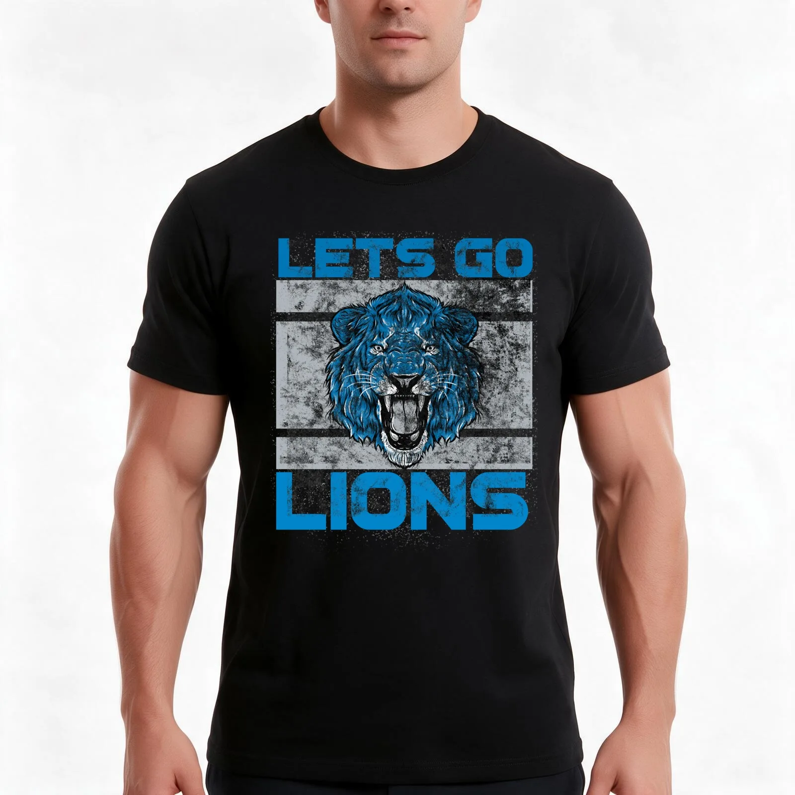 LETS GO LIONS!!! washed and worn look! T-Shirt Summer Casual Cotton Tee Oversized Streetwear Tops Vintage Graphic Print