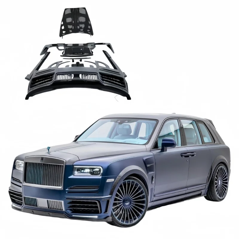 مناسبة لتعديل وترقية مجموعة الجسم الكبيرة من ألياف الكربون لـ Rolls-Royce Cullinan بما في ذلك غطاء التنانير الجانبية للمصدات
