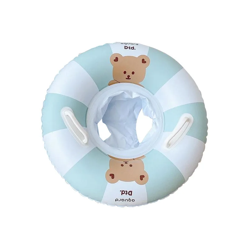 Korean Cute Bear Baby Inflatable Swimming Ring Swim Seat with Handle Inflat Safety Swim Circle Float Seat Pool Water Toy 1-5 T