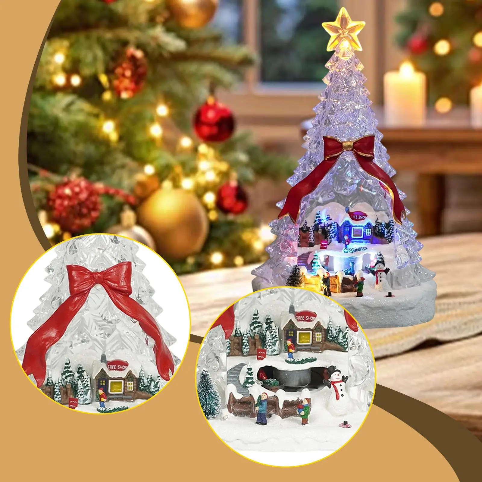 مضاءة شجرة عيد الميلاد تمثال صندوق موسيقي ضوء الليل لمهرجان الحفلات