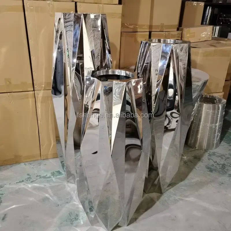 for Modern Indoor Stainless Steel Floor Vase Home Garden Decor Tall Decorative Flower Pots Large Planters for Hotel