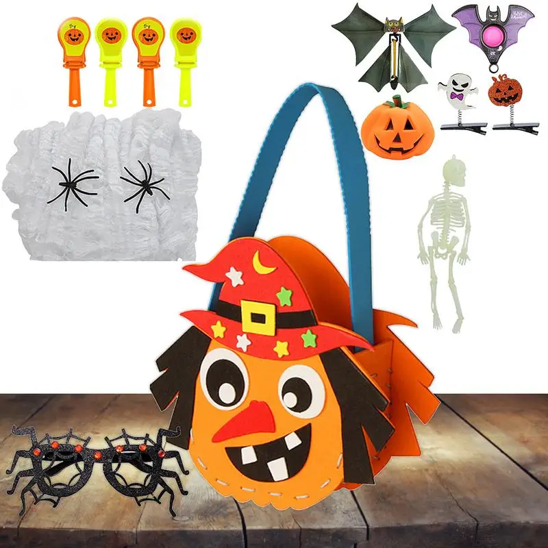 

Halloween Pumpkin Bucket 12PCS Pumpkin Prefilled Treat Buckets Toy Set Portable Playset For Holiday Gift Children Treat Basket