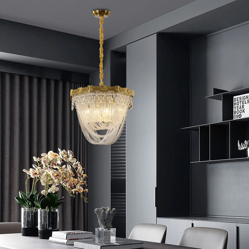 Luxury Crystal Bead Pendant Lights Modern Home Deco Brass Led Hanging Lamps For Ceiling Kitchen Island For Lustre Bedside Lustre