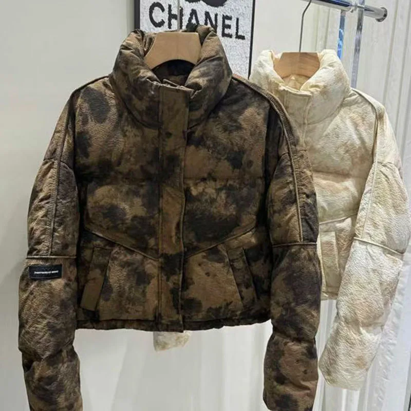 2026 جديد قصير الوقوف طوق أسفل سترة للنساء الشتاء فضفاض رشاقته الخبز معطف الأبيض بطة أسفل السترات قصيرة السيدات بلايز #6