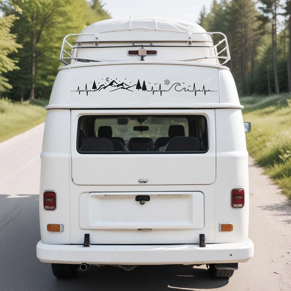 Camper Dağ Kalp Atışı Araba Van Çıkartmaları RV Karavan Çıkartmaları Van Hayat Kamp Açık Çıkartmaları Tuning Aksesuarları