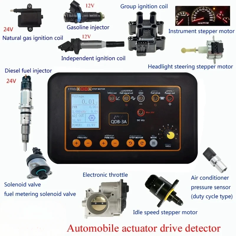 Automobile Ignition Coil Test Injector Solenoid Valve Idling Stepper Motor Instrument Tester Fault Detector Drive Simulator