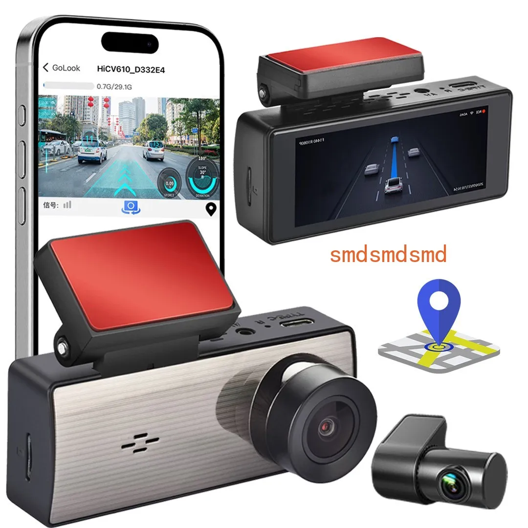 4K Night Vision Car Camera ACC Power Cord 24-hour Loop Recording GPS Vehicle Recorder Dashcam Black Box for Cars