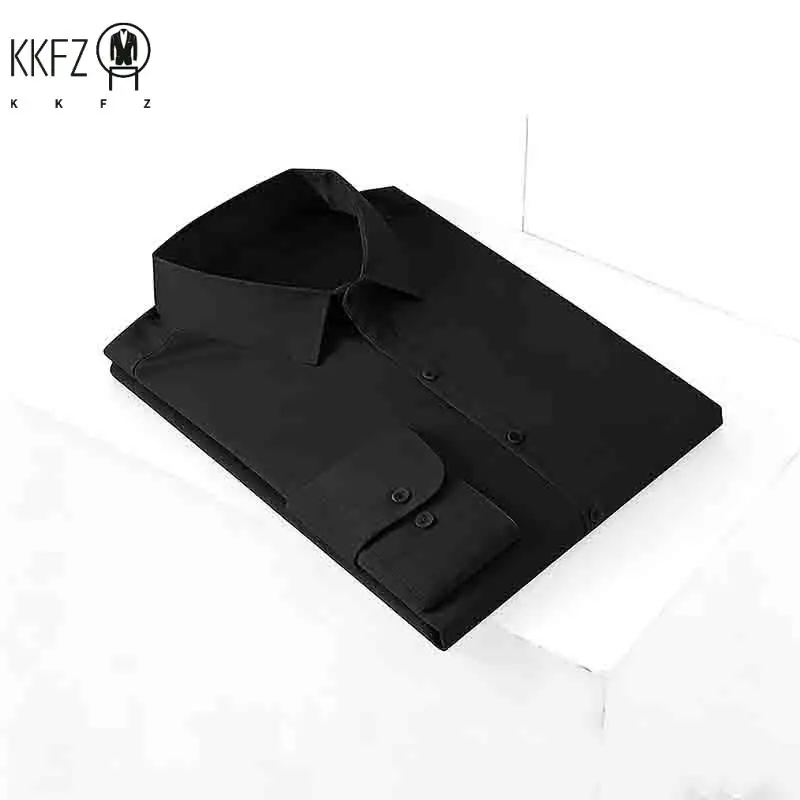 Men's Navy Blue Wedding Long Sleeve Dress Shirt Slim Fit Formal Button Down Shirt for Groom & Groomsmen