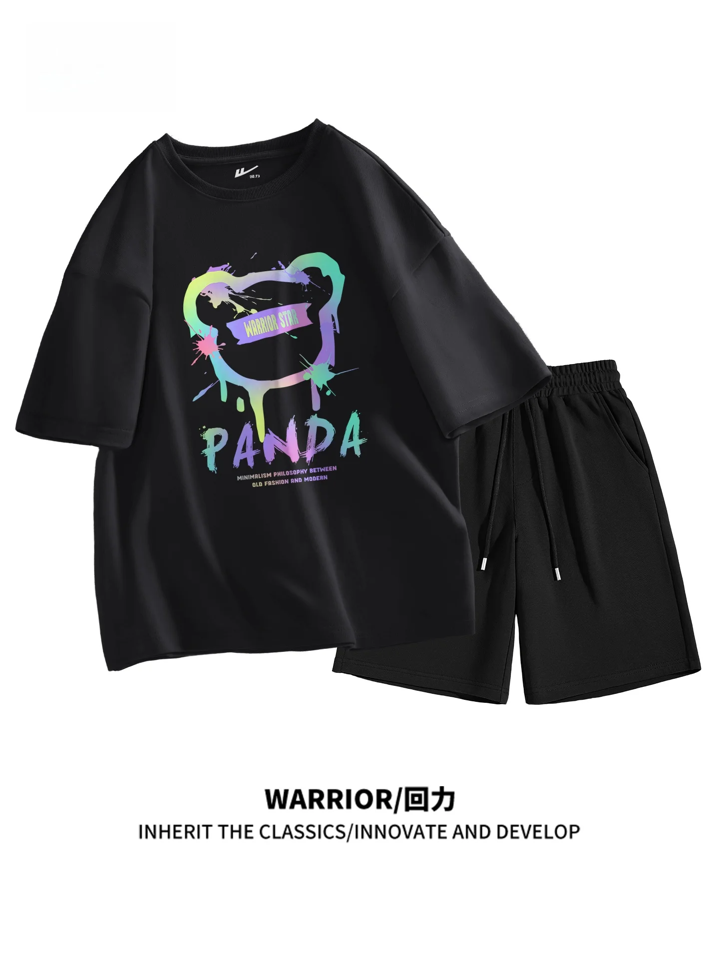 

Warrior Pure Cotton Sports Set for Men Summer New Loose Casual Versatile Outdoor Running Fitn Clothes Trendy Teenage orts