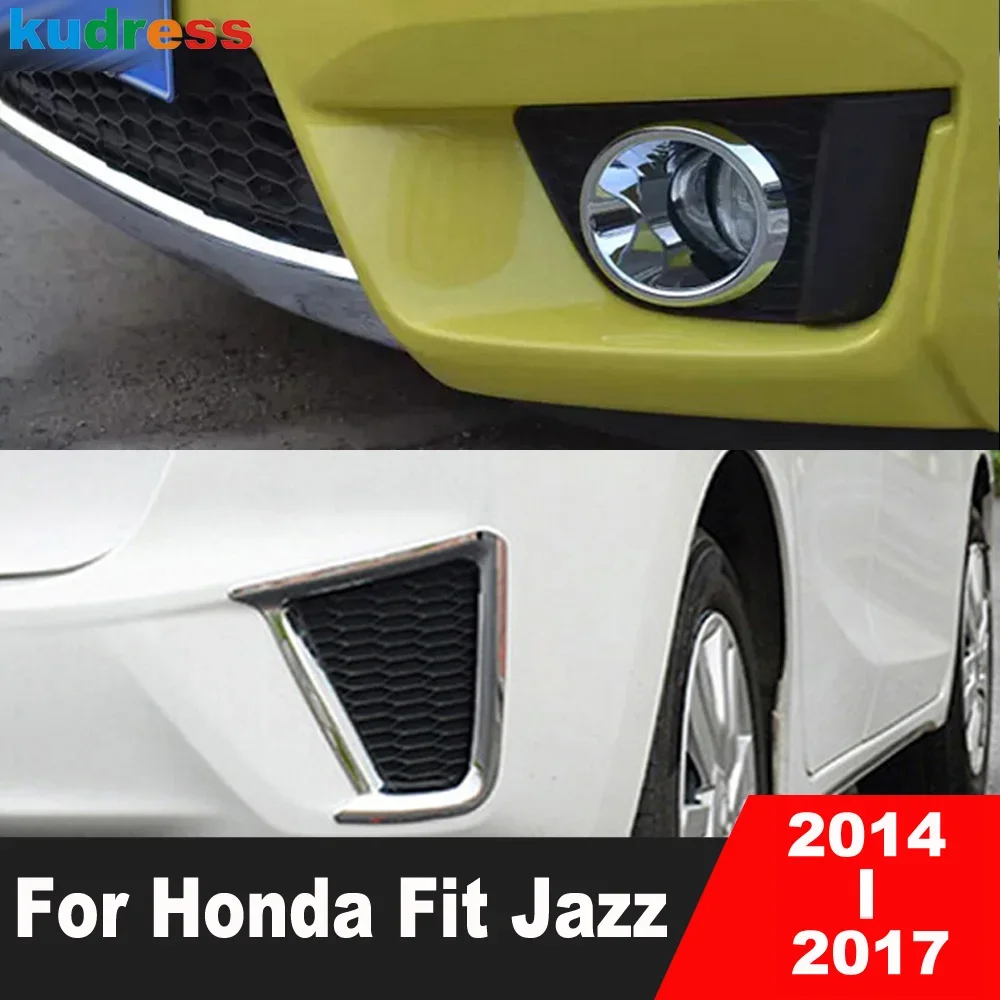 

Front Rear Fog Light Lamp Cover Trim For Honda Fit Jazz 2014 2015 2016 2017 Chrome Car Foglight Foglamp Bezel Trims Accessories