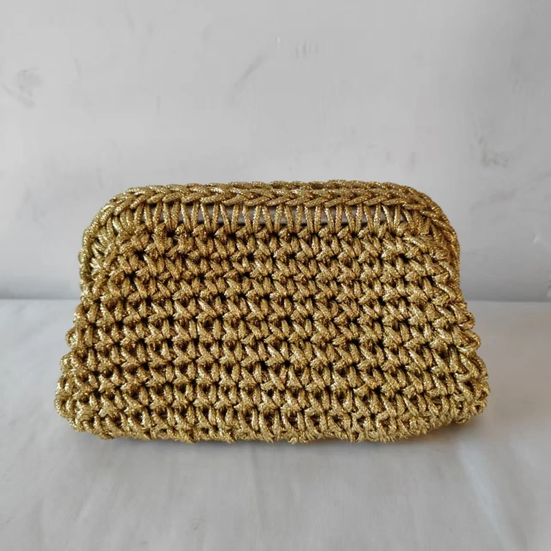 

Retro Luxury Gold Rope Clutch Bag with Trendy Hairpin Design Elegant Fashion Accessory for Women Handbag