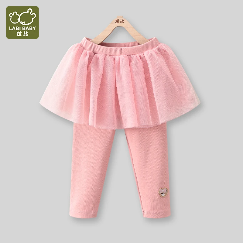 

LABI BABY Toddler Girls Ball Gown Skirt Pants Loose Elastic Legging Sweet Mesh Skirt Trousers Autumn Kids Bottom Party Costumes