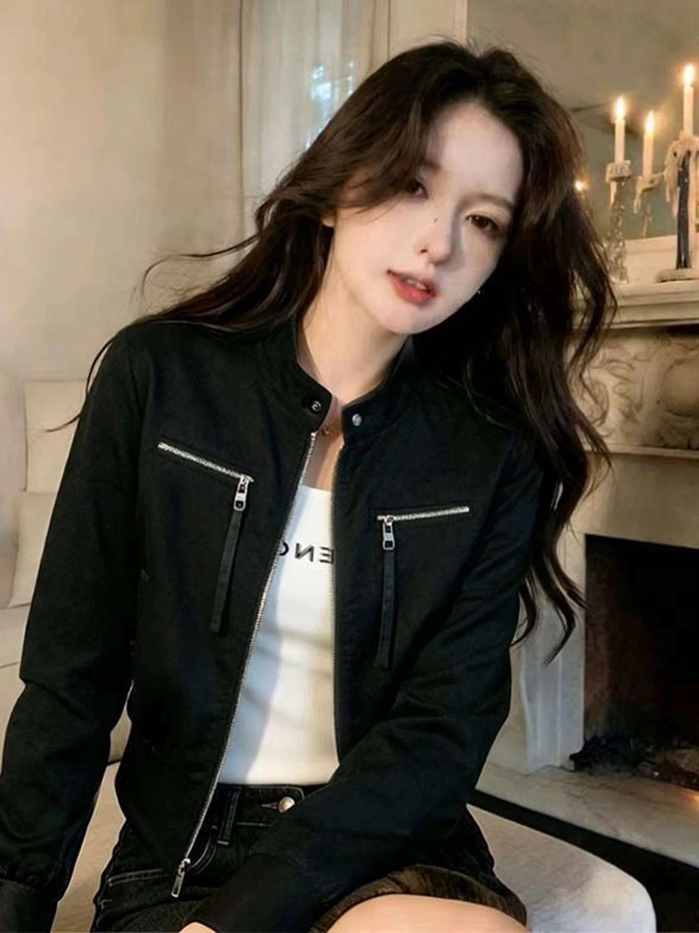 Korean Style Short Fashionable Slim Fit Women's Jacket Autumn New Arrival Popular Trendy Coat Top Quality Material Straight Cut