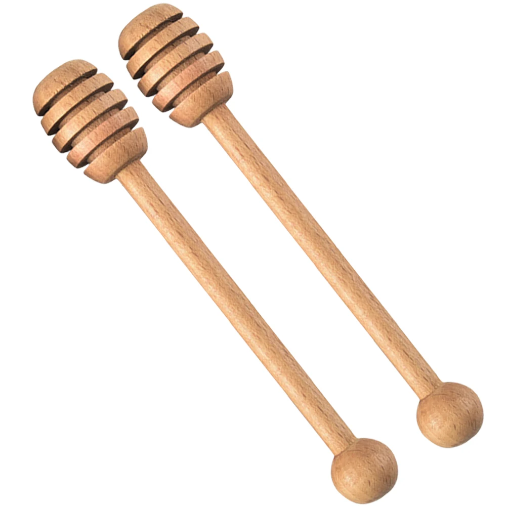 

2pcs Beech Honey Stick Wooden Stirring Sticks Mixing Jam Syrup Practical Long Service Easy Clean Homemade Honey Wedding