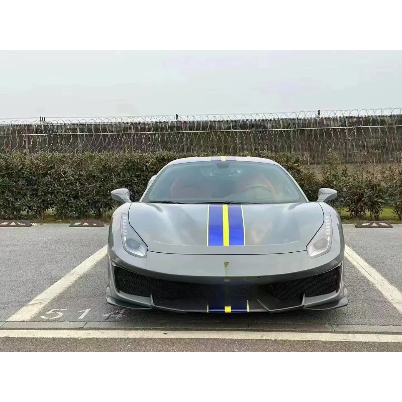 LQ  488 Pista Style Dry Carbon Fiber Body Kit Front Bars Rear Bars Fenders Side Skirt Rear Lip Retrofit Upgrade 2015-