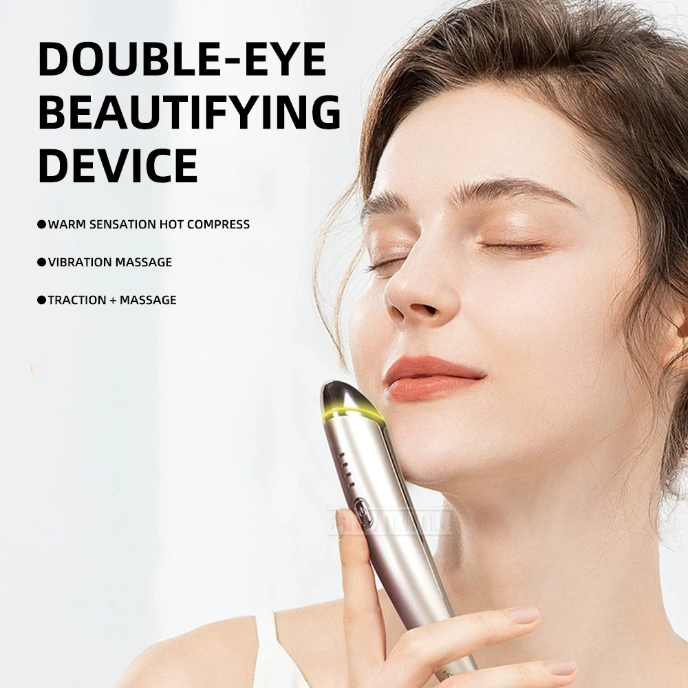 Electric Hot Compress Eye Massage Instrument with Cream Introduction Rod Beauty Care Device