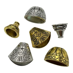 10pcs 3 Styles Tibetan Silver Receptacle Hollow Horn DIY Spacer Jewelry Accessories Charms Making Rosary Tassel Connector Find