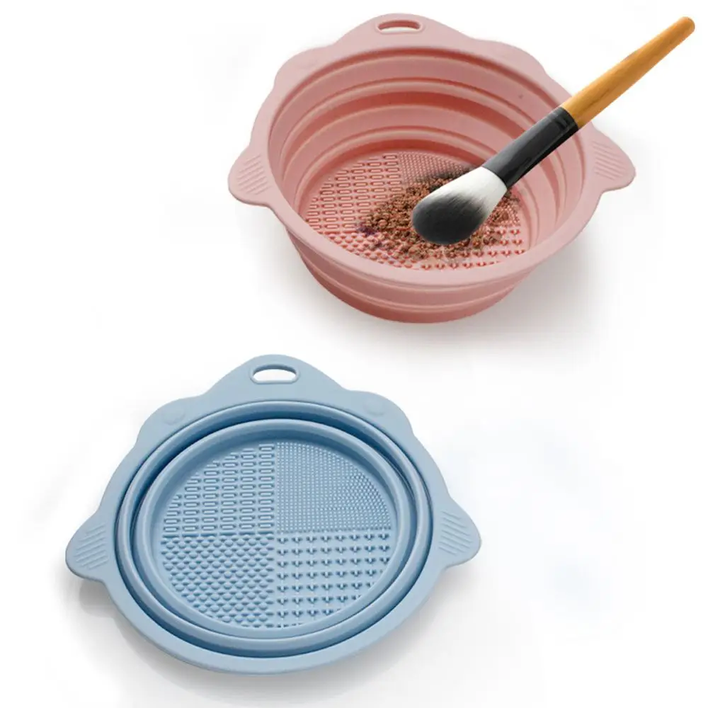 Cleaning Brush Cleaning Tool Silicone Makeup Brush Cleaner Folding Cleaning Bowl Scrubber Board Cosmetic Brush Cleaning Mat