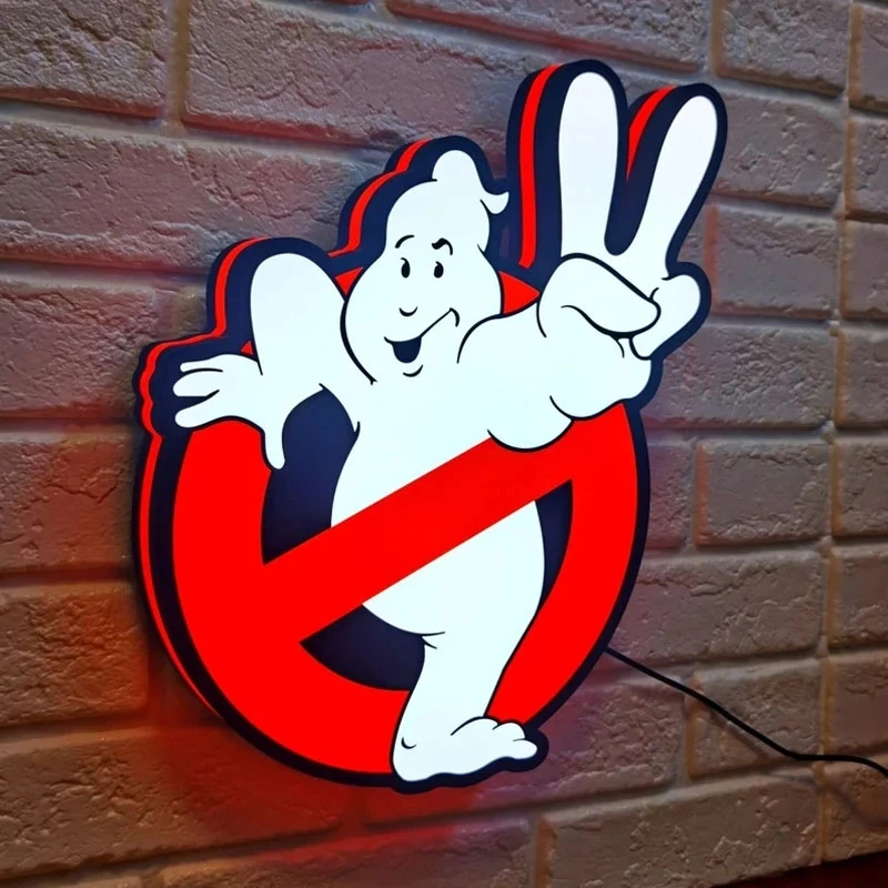 Ghostbusters Logo LED Lightbox Sign giochi per sala giochi decorazione per Club Wall Art Decor 3D Print Nightlight Gamer regali personalizzati