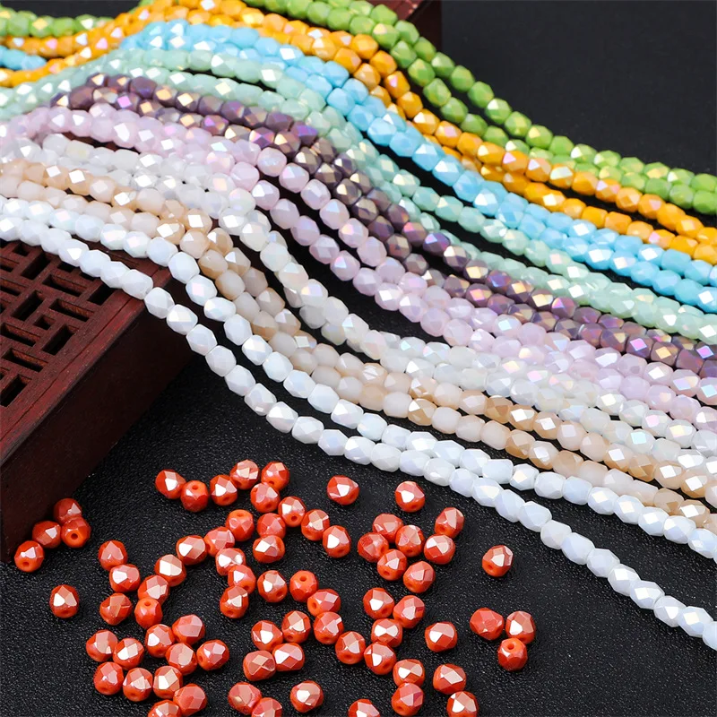 6mm Cube Glass Faceted Beads DIY Handmade Bracelet Necklace Jewelry Making Materials Accessories