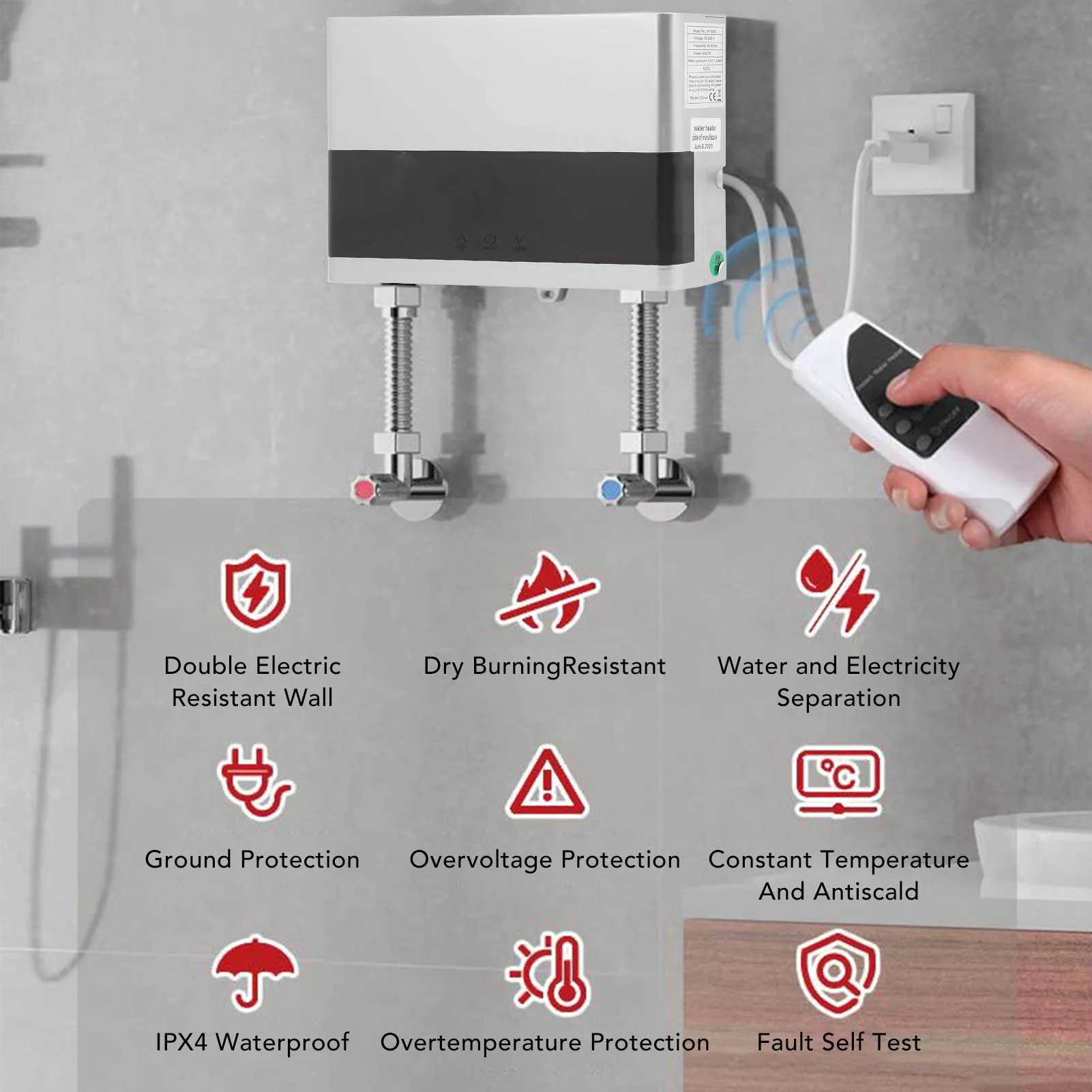 6000W電気インスタント給湯器家庭用キッチンバスルーム屋内用